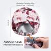 INNELO Luxury Shower Cap for Women Reusable Waterproof, Double Layered Shower Hair Cap with Adjustable Elastic Strap, Large Satin Lined Shower Bath Cap for Long Curly Straight Hair, Pink-Flower view 3