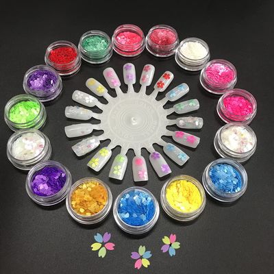 16 Colors Boxes Set Colorful Sakura Petals Shape Glitter Sequins for Festival Rave Beauty Makeup Face Body Nail Craft Art Christmas Halloween Decoration 16C