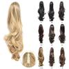 22" Ponytail Extension Long Curly Ponytail Clip in Claw Hair Extension Natural Looking Synthetic Hair Claw Ponytails (#1224B Brown Auburn & Pale Golden Blonde) view 4