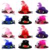12 Pcs Mini Hat Hair Barrettes Small Top Hat Fascinators with Ribbon Flowers, Faux Feather Mesh Hairpins for Party Costume Accessory view 1