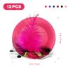 12 Pcs Mini Hat Hair Barrettes Small Top Hat Fascinators with Ribbon Flowers, Faux Feather Mesh Hairpins for Party Costume Accessory view 3