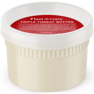 Plant Guru Triple Threat Body Butter 8 oz. - Blend of Shea, Mango & Coconut Oil - 100% Pure Natural Raw Unrefined Moisturizer For Dry Skin, Face And Hair. Great For Lip Balm and Soap Making