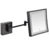Screen Touch Dimming Makeup Mirror with Lights And 3X Magnification, Square LED Wall Mounted Bathroom Vanity Mirror, Rotable Extendable Shaving Mirror,Black,USB view 1