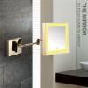 Screen Touch Dimming Makeup Mirror with Lights And 3X Magnification, Square LED Wall Mounted Bathroom Vanity Mirror, Rotable Extendable Shaving Mirror,Black,USB view 2