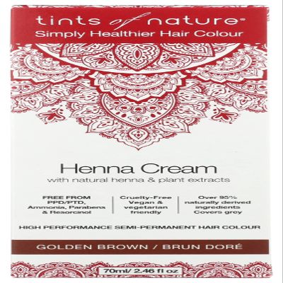 Tints of Nature Simply Healthier Hair Colour, Henna Cream Golden Brown, Semi-Permanent Hair Colour, 2.46 Oz