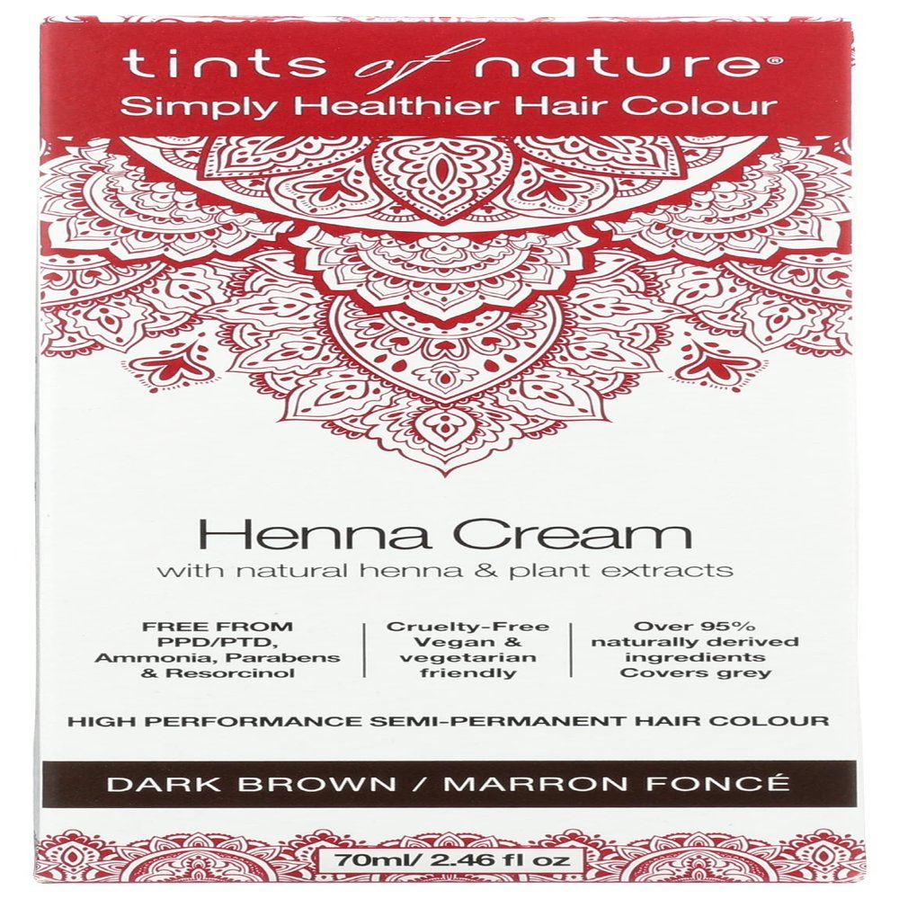 Tints of Nature Simply Healthier Hair Colour, Henna Cream Dark Brown, Semi-Permanent Hair Colour, 2.46 Oz