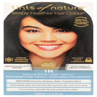 Tints of Nature Simply Healthier Hair Colour, 1N Natural Black, Permanent Hair Colour, 4.4 Oz