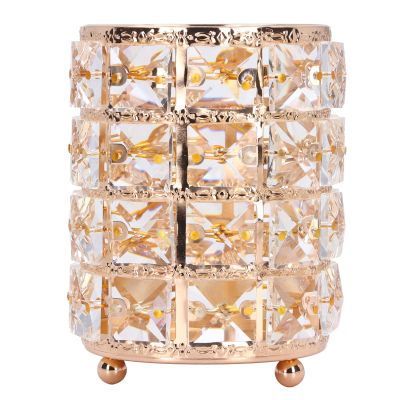 Acrylic Make Up Storage Cup lunch box , Makeup Brush Holder , European sty1e Rounded Crystal Glass Cosmetic lunch box for Bathroom Home Bedroom Office (Gold) , Makeup Brush Holder , Acrylic Make Up S