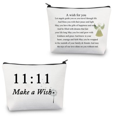 11 11 Make a Wish Gifts Makeup Bag Angel Gifts for Women Friendship Dandelion Gift 11 11 Angel Number Cosmetic Travel Bag (11 11 Make a Wish Gifts)