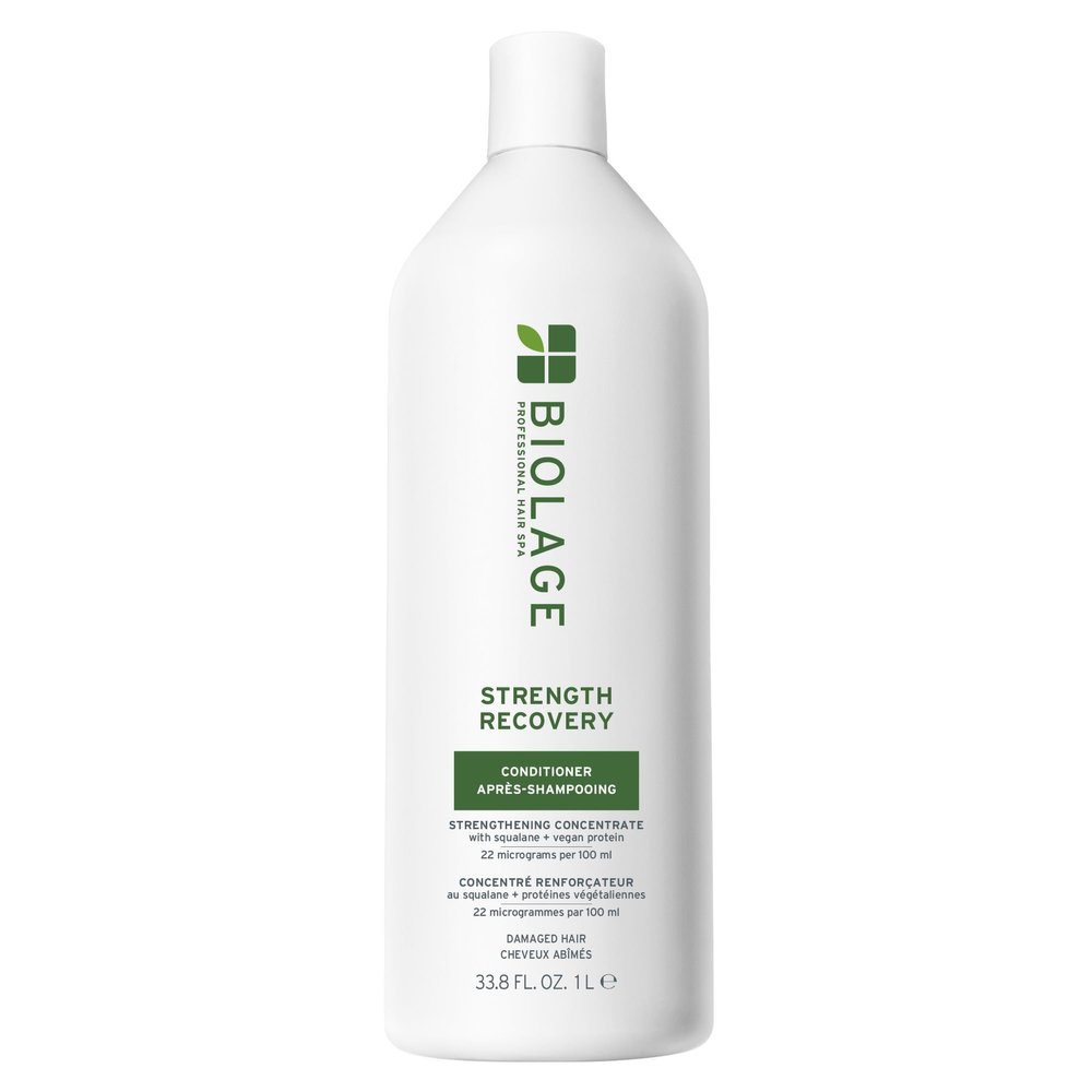 Biolage Strength Recovery Conditioner - Moisturizes & Strengthens Damaged Hair, Softness & Shine, Hydrates and Repairs Damaged Hair, With Olive Squalane & Proteins, Paraben-Free, Vegan, 33.8 Fl Oz