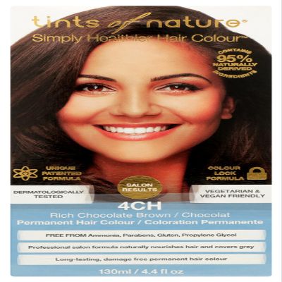 Tints of Nature Simply Healthier Hair Colour, 4CH Natural Chocolate Brown, Permanent Hair Colour, 4.4 Oz