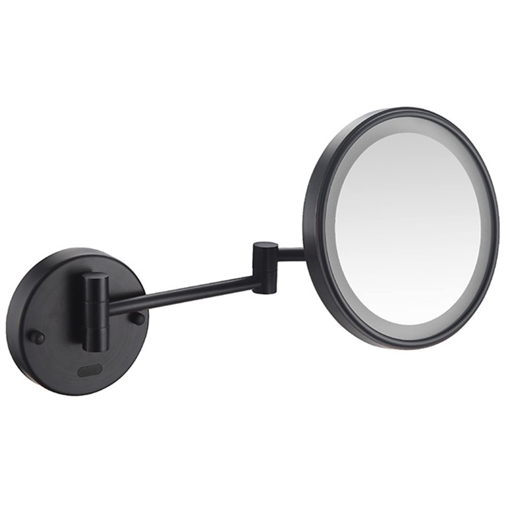 Smart Sensor Makeup Mirror with Lights And 10X Magnification, LED Wall Mounted Vanity Mirror, Rotable Extendable Shaving Mirror,Black,Plug In