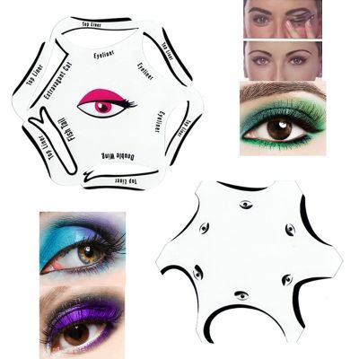 FaYaCa Eyeliner Stencils, Eyeshadow Stencils, Cat Eyeliner Stencil, Wing Eyeliner's Stencil, Eye Makeup 6 in1, Top Liner, Double Wing, Fish Tail, Extravagant Cat, Reusable, White