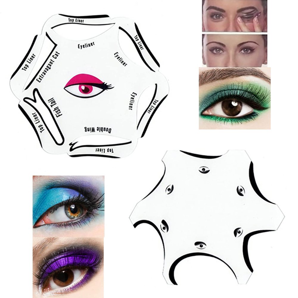 FaYaCa Eyeliner Stencils, Eyeshadow Stencils, Cat Eyeliner Stencil, Wing Eyeliner's Stencil, Eye Makeup 6 in1, Top Liner, Double Wing, Fish Tail, Extravagant Cat, Reusable, White