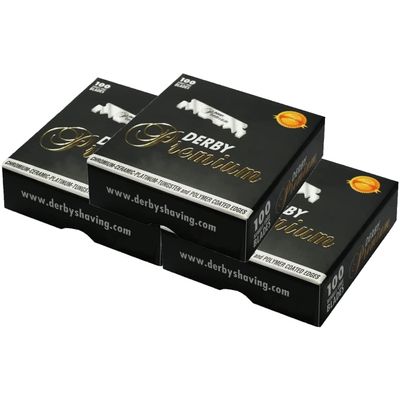 Derby Premium Single Edge Razor Blades, Razor Blades, Single Edge, Ultra Sharp, Chromium - Ceramic - Platinum - Tungsten and Polymer Coated Edges (3)