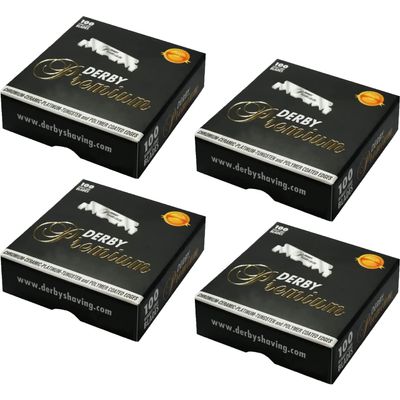 Derby Premium Single Edge Razor Blades, Razor Blades, Single Edge, Ultra Sharp, Chromium - Ceramic - Platinum - Tungsten and Polymer Coated Edges (4)