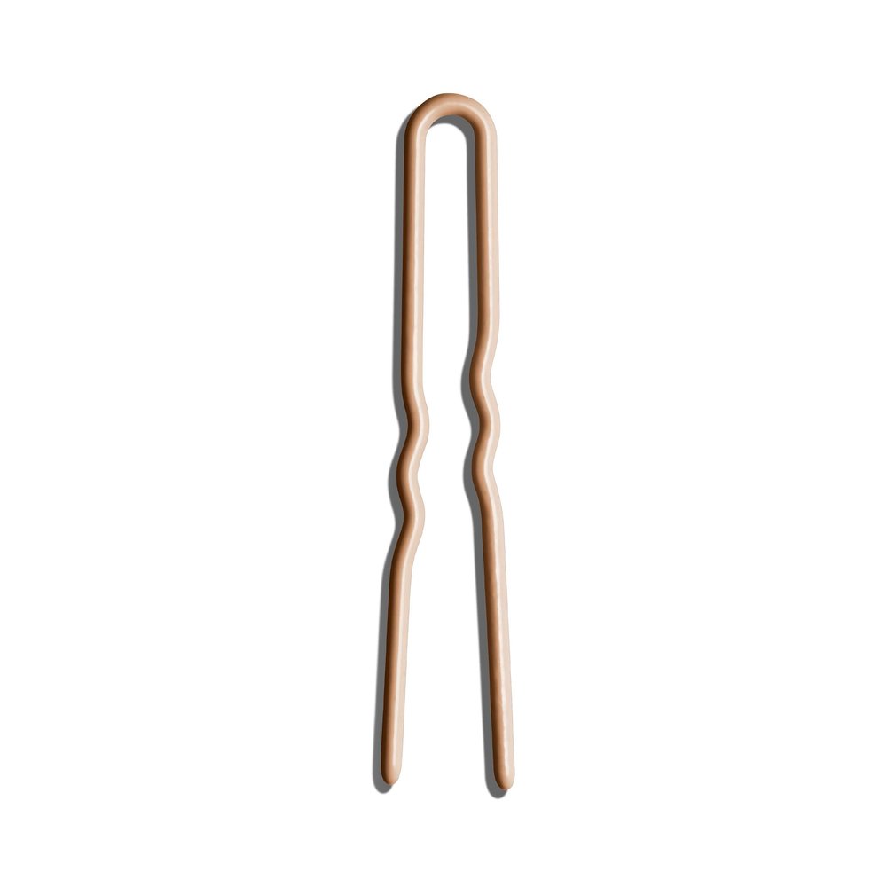 Day Rate Beauty Min Pins (2-Inch, Tube of 12)  Small U-Shaped French Hair Pins for Short Hair, Braids & Updos  Nylon-Coated, Anti-Snag, Hair-Safe  Made in USA (Camel)