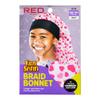 Red by Kiss Kids Satin Braid Bonnet, Comfy Wide Band for Long Hair, Long Braids (Hearts) Multi Color view 2