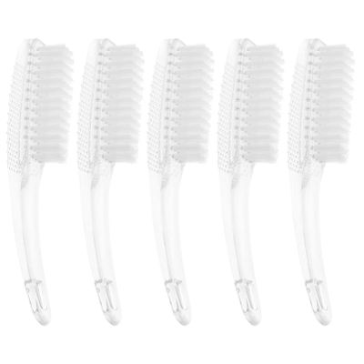 minkissy 5pcs Natural Nail Dust Brush for Manicure and Nail Care Portable Fingernail Cleaning Tools for Home and Salon Use Random Colors