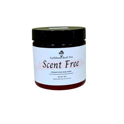 Caribbean Bush Tea Whipped Shea Body Butter. Moisturizing cream for all skin types. (Unscented, 4 oz)