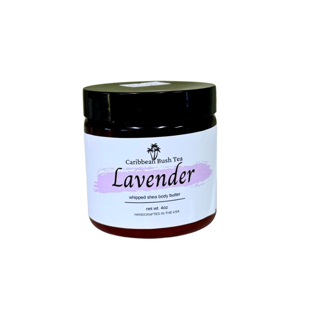Caribbean Bush Tea Whipped Shea Body Butter. Moisturizing cream for all skin types. (Lavender, 4 oz)