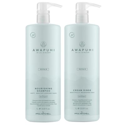 Awapuhi Wild Ginger by Paul Mitchell Nourishing Shampoo and Cream Rinse Set, For Dry, Damaged + Color-Treated Hair, 33.8 fl. oz. Set