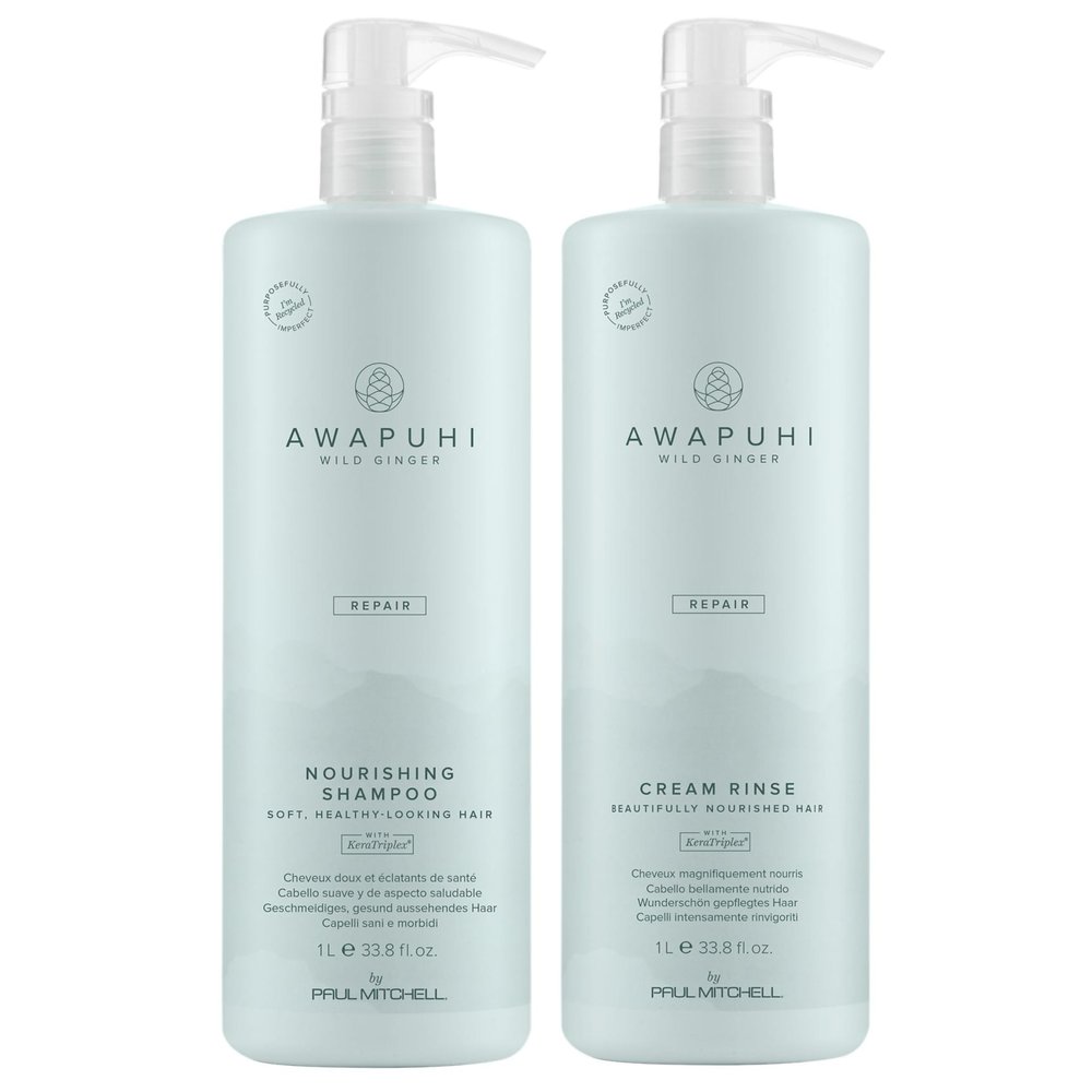Awapuhi Wild Ginger by Paul Mitchell Nourishing Shampoo and Cream Rinse Set, For Dry, Damaged + Color-Treated Hair, 33.8 fl. oz. Set
