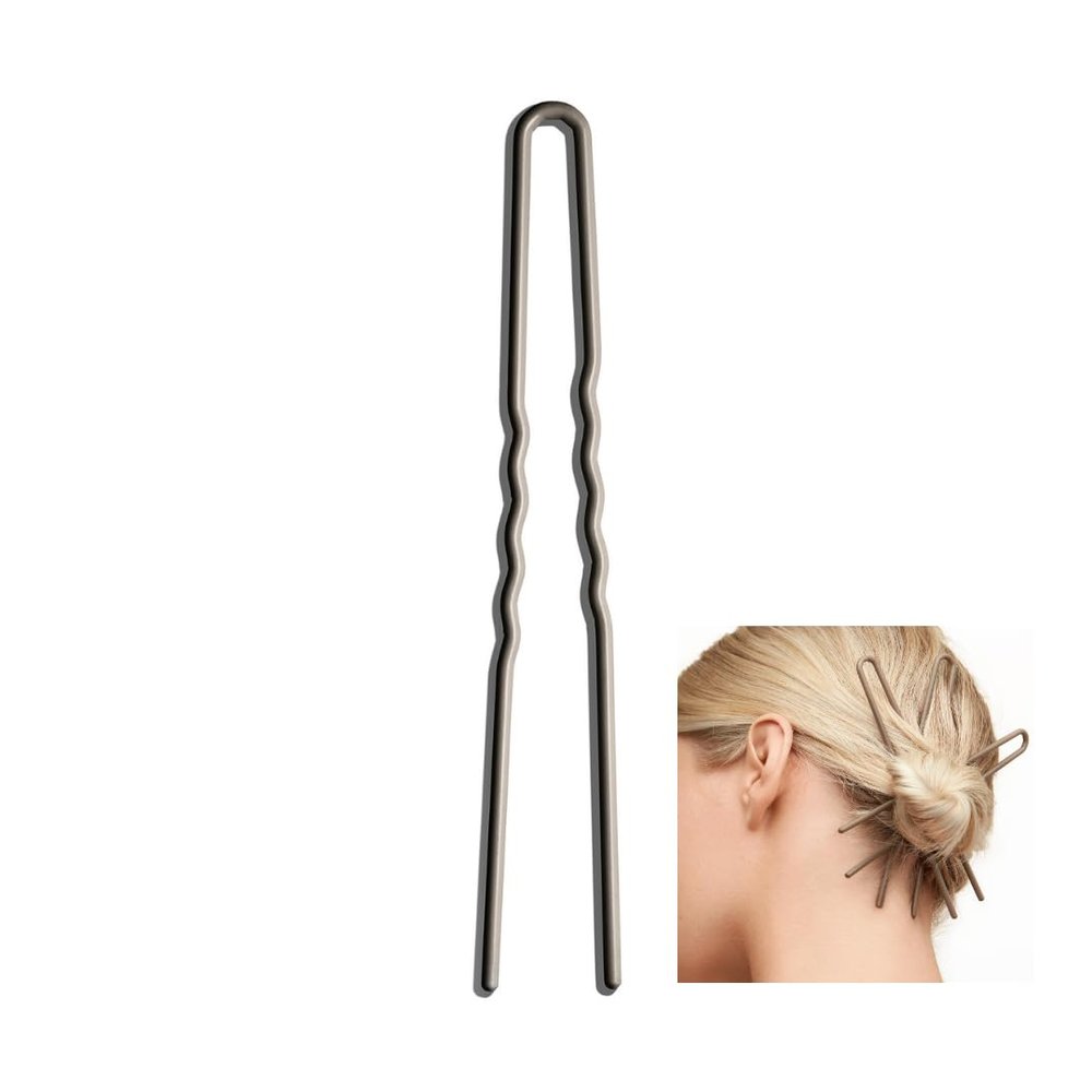 Day Rate Beauty Petite Power Pin (5.5-Inch) U-Shaped French Hair Pin for Buns & Updos Nylon-Coated, Anti-Snag, Hair-Safe Made in USA (Carbon)