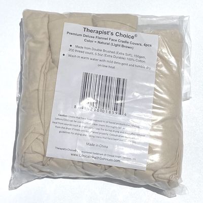 Therapists Choice Premium Flannel Face Rest Covers, for Massage Table Face Cushions, Includes 4 x Fitted Face Rest Covers (Natural Face Rest Covers 4pcs)