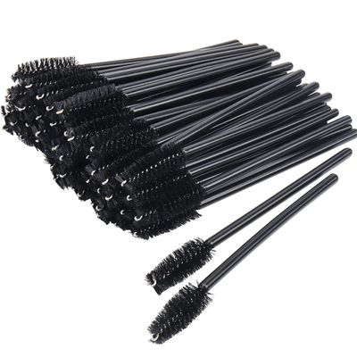 100 Pack Mascara Wand Eyelash Brush Disposable Eye Lash Applicator Makeup Tool Kit (Black-Handle100pcs)