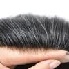 Toupee for Men Hair Replacement System Swiss Lace Mens toupee Front Bleached Knot Natural Hairline Men Hair Unit 100% Human Hair Gray Brown Black Blonde Men Hair Piece (7"X10", #1B20 Off Black+20% Gray-110% Light to Medium Density) view 3