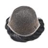 Toupee for Men Hair Replacement System Swiss Lace Mens toupee Front Bleached Knot Natural Hairline Men Hair Unit 100% Human Hair Gray Brown Black Blonde Men Hair Piece (7"X10", #1B20 Off Black+20% Gray-110% Light to Medium Density) view 4