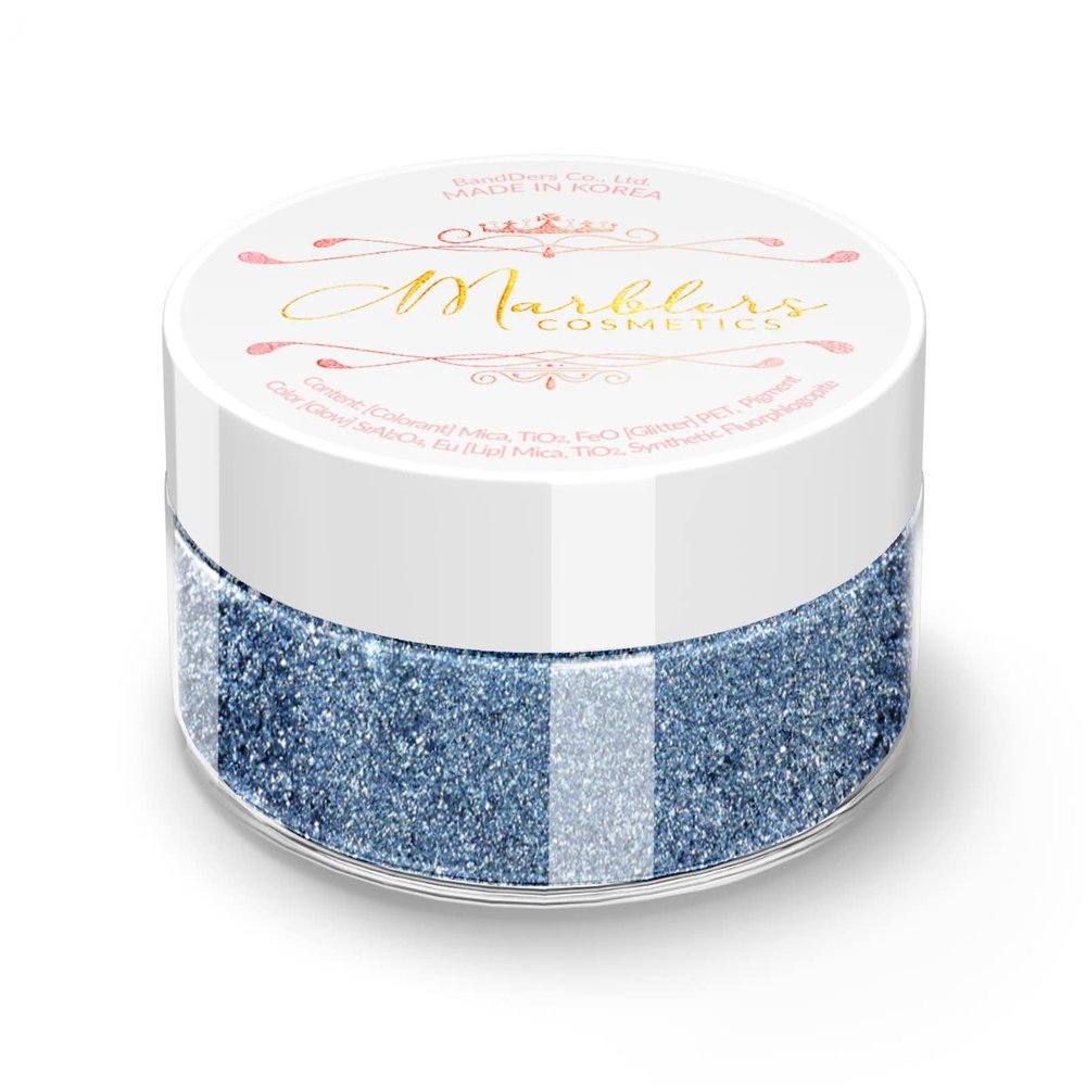 MARBLERS Chunky Natural Mica Powder [Blue Jay Pearl] 0.11oz (3g) | Highly Pigmented | Non-Toxic, Vegan, Cruelty-Free | Eyeshadow, Body Butter, Nail Polish, Nail Art | Party, Body, Face Makeup