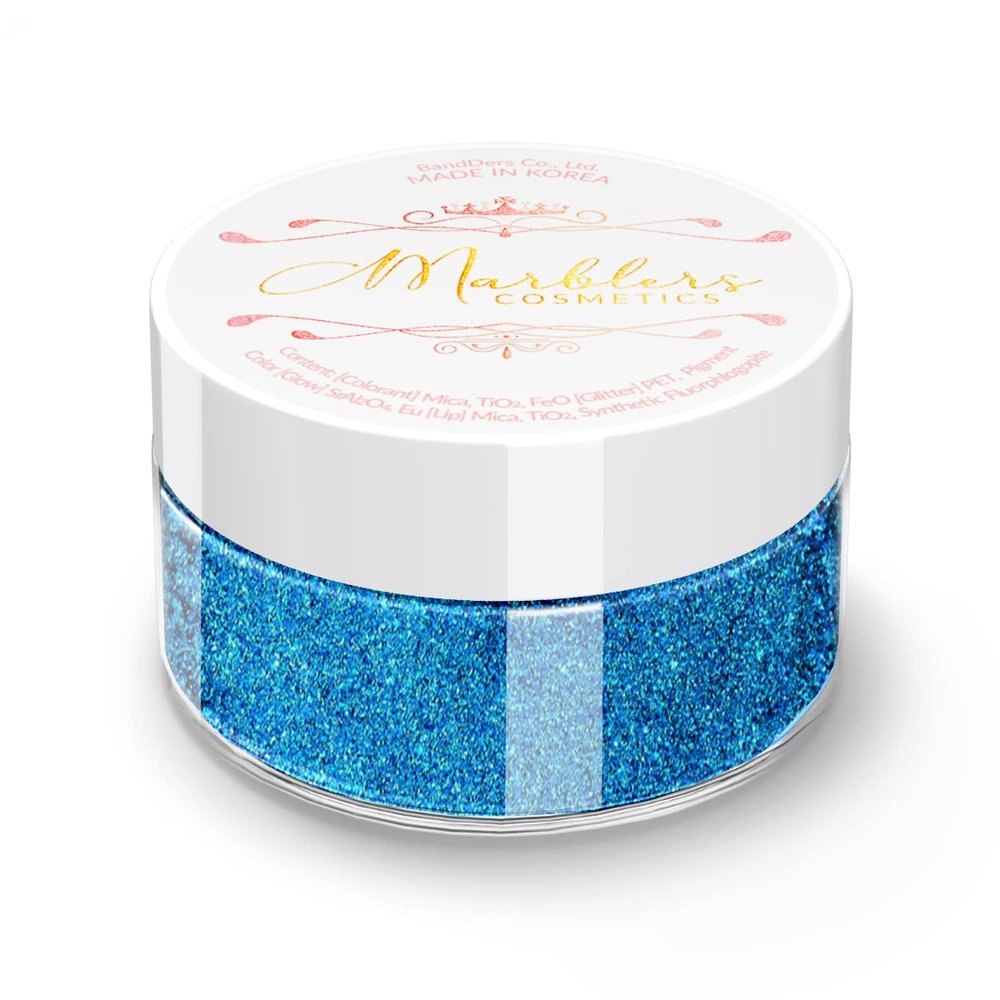 MARBLERS Chunky Natural Mica Powder [Marine Pearl] 0.11oz (3g) | Highly Pigmented | Non-Toxic, Vegan, Cruelty-Free | Eyeshadow, Body Butter, Nail Polish, Nail Art | Party, Body, Face Makeup