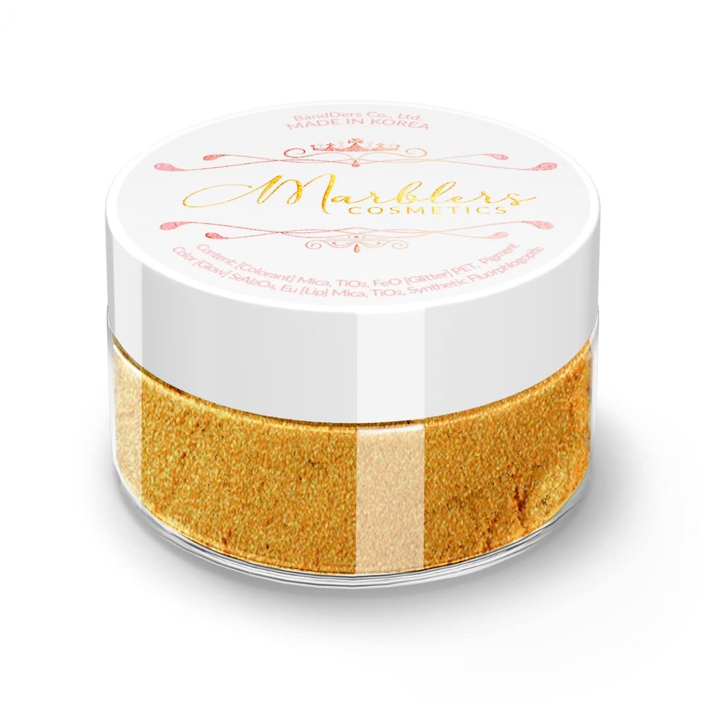 MARBLERS Fine Synthetic Mica Powder [Flex Gold] 0.11oz (3g) | Highly Pigmented | Non-Toxic, Vegan, Cruelty-Free | Lip Gloss, Lipstick, Bath Bomb, Nail Polish, Nail Art | Party, Body, Face Makeup