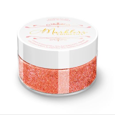 MARBLERS Chunky Natural Mica Powder [Blood Orange Pearl] 0.11oz (3g) | Highly Pigmented | Non-Toxic, Vegan, Cruelty-Free | Eyeshadow, Body Butter, Nail Polish, Nail Art | Party, Body, Face Makeup