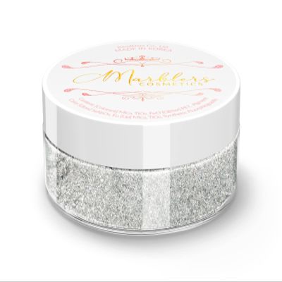 MARBLERS Chunky Natural Mica Powder [Silver Pearl] 0.11oz (3g) | Highly Pigmented | Non-Toxic, Vegan, Cruelty-Free | Eyeshadow, Body Butter, Nail Polish, Nail Art | Party, Body, Face Makeup