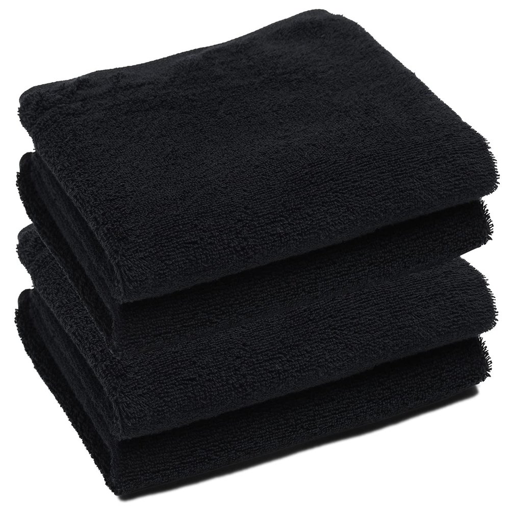 PERFEHAIR Black Hand Towels (4-Pack, 16 X 27 Inches)-Barber Hand Cotton Towel for Gym, Bathroom, Hair Salon, Soft & Absorbent