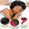 Satin Bonnet Silk Hair Bonnets for Women Curly Hair Wrap for Sleeping - Reversible With Tie Band Night Cap Double Layer for Curly Hair (Black + Red) view 4