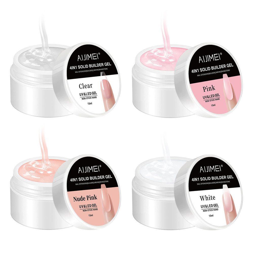 AIJIMEI 4in1 Solid Builder Gel for Nail Extension 4 Colors Solid Nail Sculpture Building Gel Nail Art Manicure Set (4)