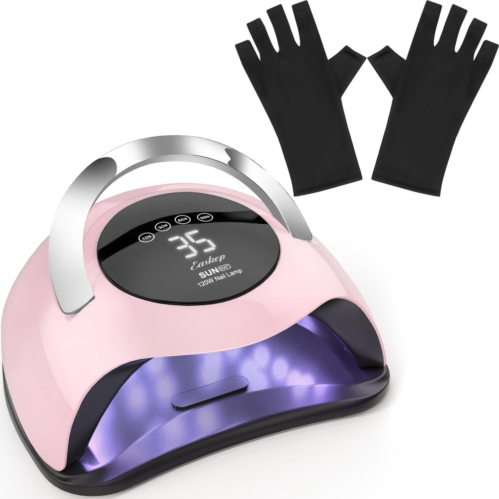 Easkep 120W UV Nail Lamp Kit - Gel Nails Dryer with UV Gloves