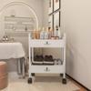 Salon Beauty Cabinet Cart Trolley 2-Layer Rolling Storage Drawer Organizer Wheels Lockable Tool Salon Station Barber Stylist Equipment Makeup Spa Cart (White-2 Layer) view 3
