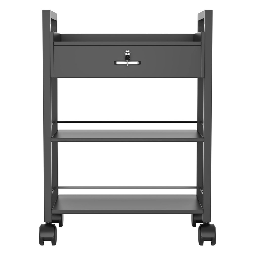 Salon Beauty Cabinet Cart Trolley 2-Layer Rolling Storage Drawer Organizer Wheels Lockable Tool Salon Station Barber Stylist Equipment Makeup Spa Cart (Black-3 Layer)