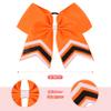 DEEKA 8PCS Large Glitter Cheer Bows Shiny 7" Cheer Hair Bows Ponytail Holder Handmade for Cheerleader Girls Softball Sports -Orange/g Black view 2