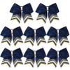 DEEKA 8PCS Large Glitter Cheer Bows Shiny 7" Cheer Hair Bows Ponytail Holder Handmade for Cheerleader Girls Softball Sports -Navy/g Gold view 1