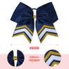 DEEKA 8PCS Large Glitter Cheer Bows Shiny 7" Cheer Hair Bows Ponytail Holder Handmade for Cheerleader Girls Softball Sports -Navy/g Gold view 2