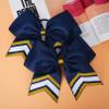DEEKA 8PCS Large Glitter Cheer Bows Shiny 7" Cheer Hair Bows Ponytail Holder Handmade for Cheerleader Girls Softball Sports -Navy/g Gold view 3