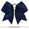 DEEKA 8PCS Large Glitter Cheer Bows Shiny 7" Cheer Hair Bows Ponytail Holder Handmade for Cheerleader Girls Softball Sports -Navy/g Gold view 4