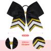 DEEKA 8PCS Large Glitter Cheer Bows Shiny 7" Cheer Hair Bows Ponytail Holder Handmade for Cheerleader Girls Softball Sports -Black/g Gold view 2