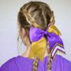 DEEKA 8PCS 8" Two Toned Large Glitter Cheer Bows Shiny Cheer Hair Bows Ponytail Holder Handmade for Cheerleader Girls Softball Sports -g Gold/Purple view 3